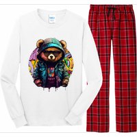 Swag Bear With Cool Glasses Urban Hip Hop Graffiti Art Style Long Sleeve Pajama Set