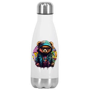 Swag Bear With Cool Glasses Urban Hip Hop Graffiti Art Style Stainless Steel Insulated Water Bottle