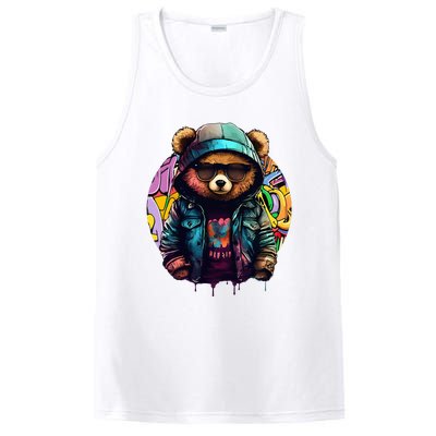 Swag Bear With Cool Glasses Urban Hip Hop Graffiti Art Style PosiCharge Competitor Tank