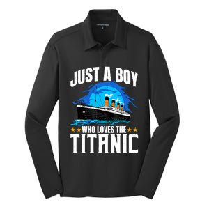 Ship Boy Who Just Love The Rms Titanic Christmas Pajama Boy Silk Touch Performance Long Sleeve Polo