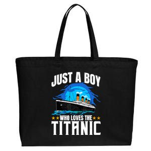 Ship Boy Who Just Love The Rms Titanic Christmas Pajama Boy Cotton Canvas Jumbo Tote