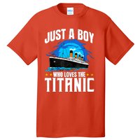 Ship Boy Who Just Love The Rms Titanic Christmas Pajama Boy Tall T-Shirt