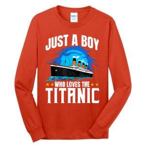 Ship Boy Who Just Love The Rms Titanic Christmas Pajama Boy Tall Long Sleeve T-Shirt