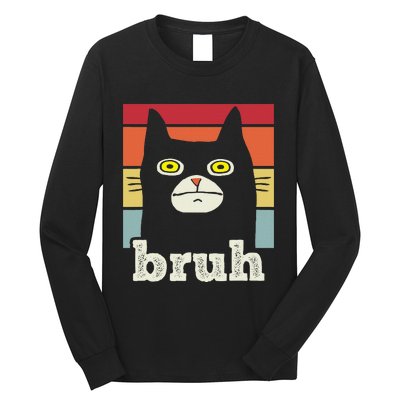 Saying Bruh With Cat Greetings Ns Long Sleeve Shirt