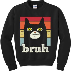 Saying Bruh With Cat Greetings Ns Kids Sweatshirt