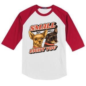 Small But Will Fight You Puppy Kids Colorblock Raglan Jersey