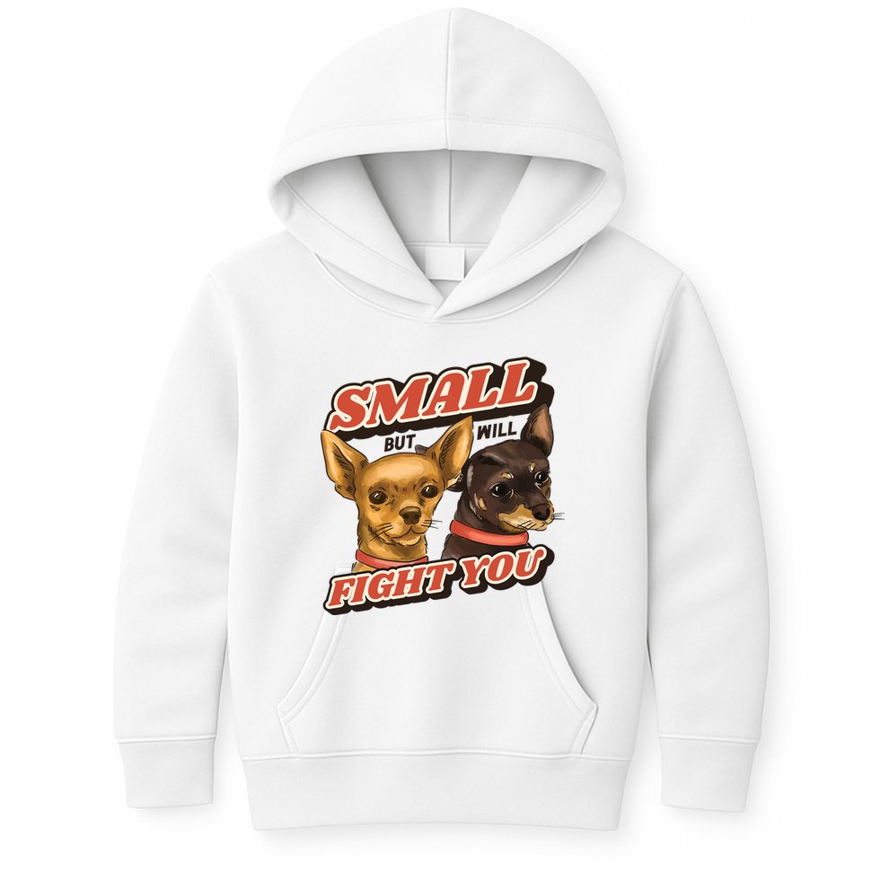 Small But Will Fight You Puppy Kids Hoodie