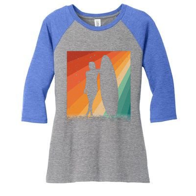 Surf Board Water Women's Tri-Blend 3/4-Sleeve Raglan Shirt