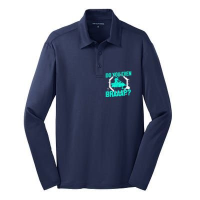 Snowmobile Braaap Winter Snow Machine - Snowmobiling Silk Touch Performance Long Sleeve Polo