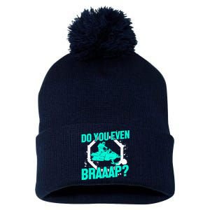 Snowmobile Braaap Winter Snow Machine - Snowmobiling Pom Pom 12in Knit Beanie