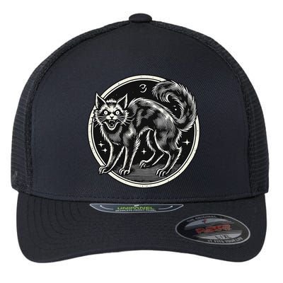 Scary Black Witch Cat Extraordinary Scary Flexfit Unipanel Trucker Cap