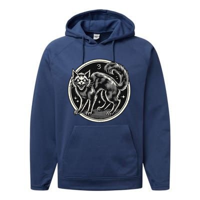 Scary Black Witch Cat Extraordinary Scary Performance Fleece Hoodie