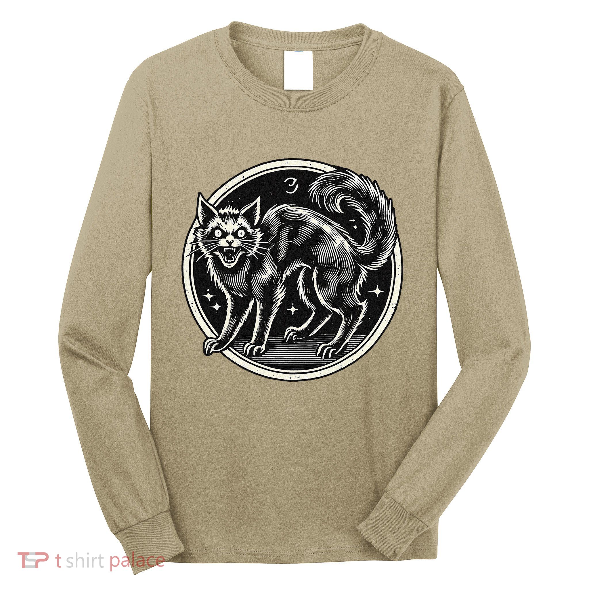 Scary Black Witch Cat Extraordinary Scary Long Sleeve Shirt