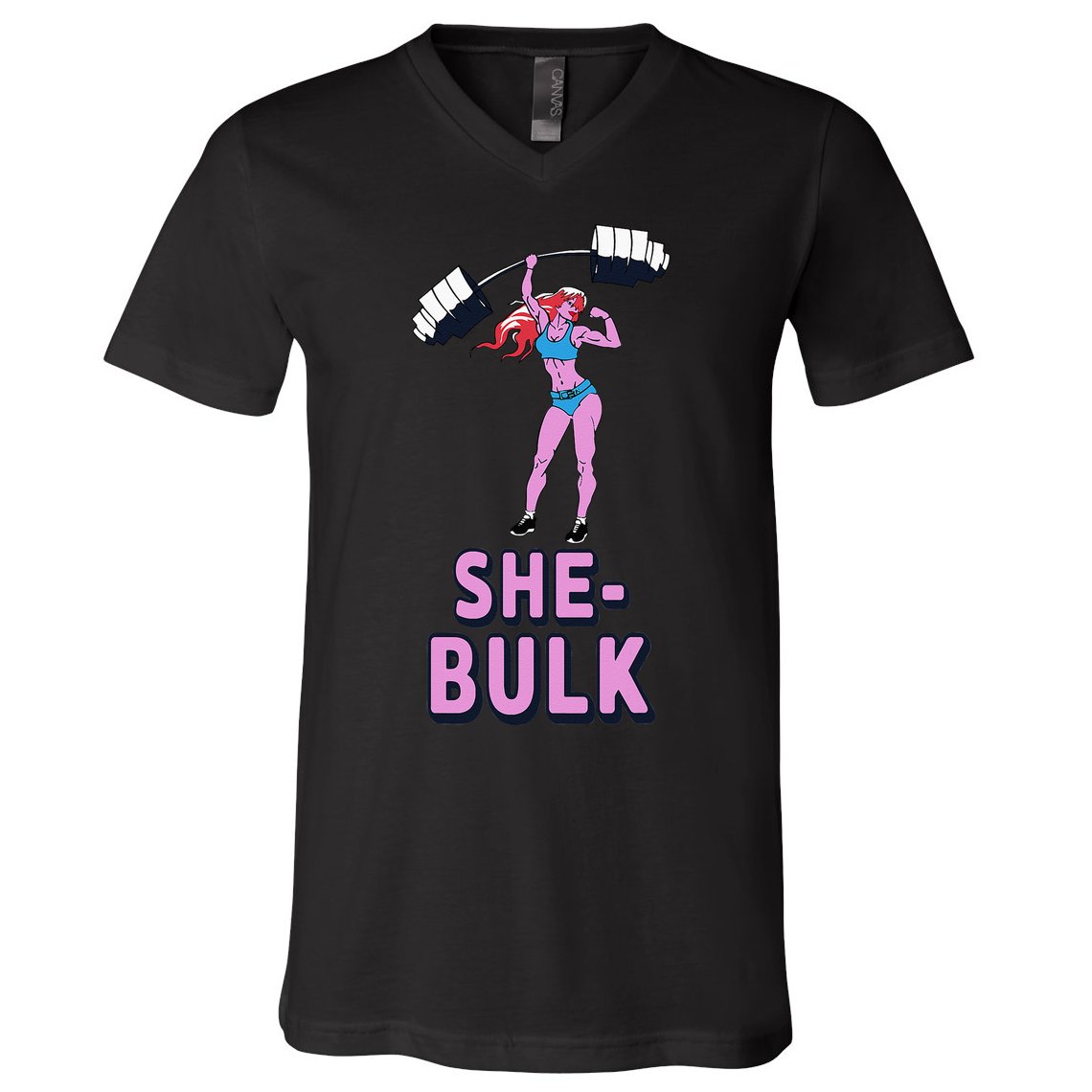 She Bulk Weightlifting Bodybuilding Gym Fitness V-Neck T-Shirt