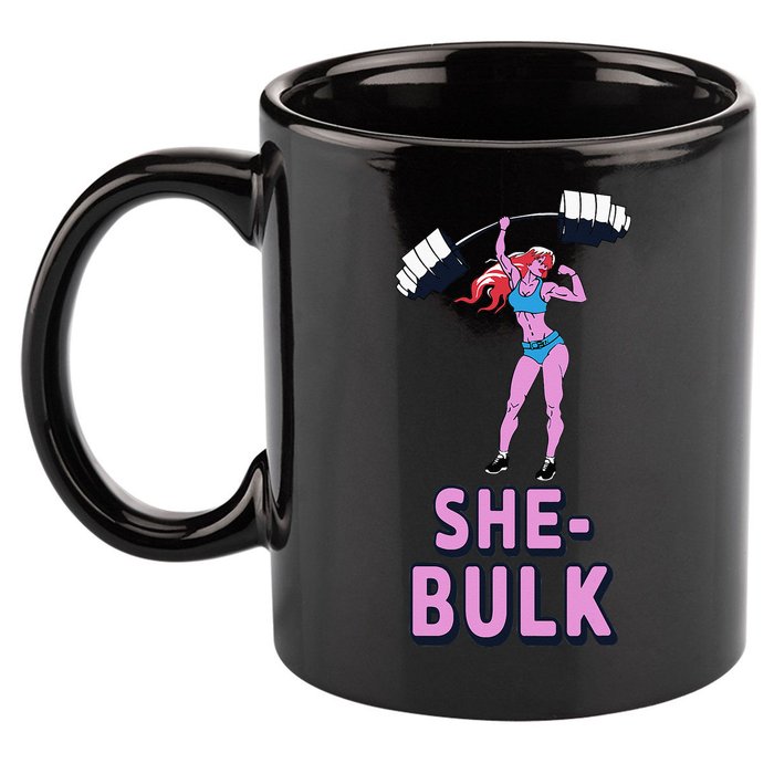 She Bulk Weightlifting Bodybuilding Gym Fitness 11oz C Handle Ceramic Mug