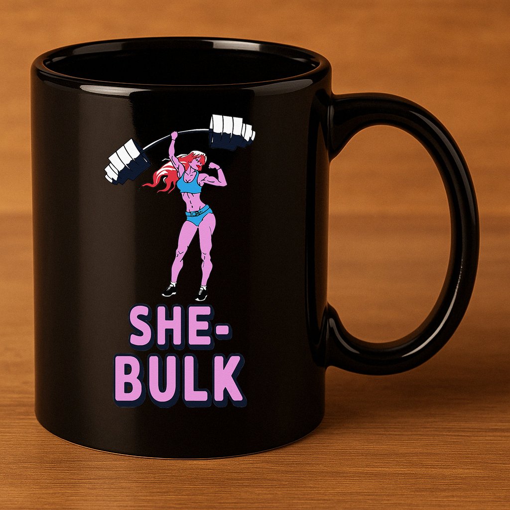 She Bulk Weightlifting Bodybuilding Gym Fitness 11oz C Handle Ceramic Mug