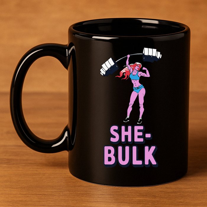 She Bulk Weightlifting Bodybuilding Gym Fitness 11oz C Handle Ceramic Mug