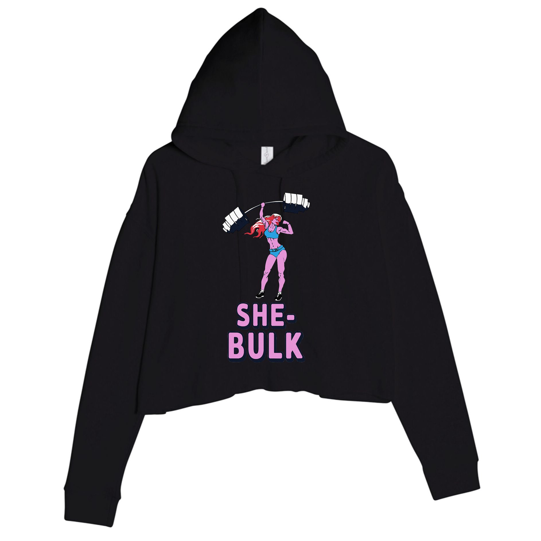 She Bulk Weightlifting Bodybuilding Gym Fitness Crop Fleece Hoodie