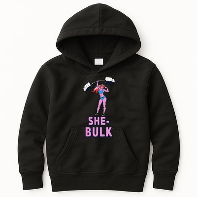 She Bulk Weightlifting Bodybuilding Gym Fitness Kids Hoodie