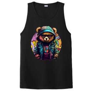 Swag Bear With Cool Glasses Urban Hip Hop Graffiti Art Style PosiCharge Competitor Tank