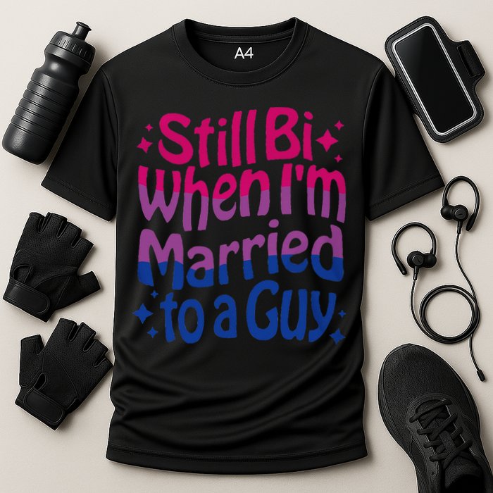 Still Bi When Married To A Guy Bisexual Guy Pride Parade Cooling Performance Crew T-Shirt