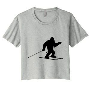 Skiing Bigfoot Winter Skiing Ski Instructor Gift Women's Crop Top Tee