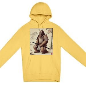 Samurai Bigfoot Warrior Japanese Armor Mythical Sasquatch Premium Pullover Hoodie