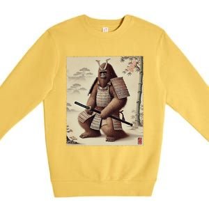 Samurai Bigfoot Warrior Japanese Armor Mythical Sasquatch Premium Crewneck Sweatshirt