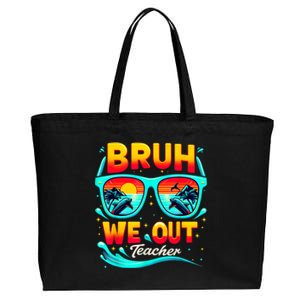 Sunset Bruh We Out Teacher Glasses Summer Gift Cotton Canvas Jumbo Tote