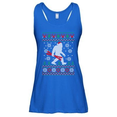 Skiing Bigfoot Wear Santa Hat Ugly Christmas For Skier Ski Cool Gift Ladies Essential Flowy Tank