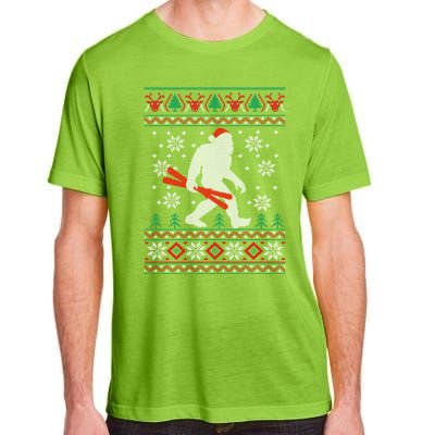 Skiing Bigfoot Wear Santa Hat Ugly Christmas For Skier Ski Funny Gift Adult ChromaSoft Performance T-Shirt