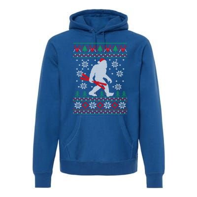 Skiing Bigfoot Wear Santa Hat Ugly Christmas For Skier Ski Funny Gift Premium Hoodie