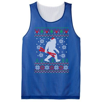 Skiing Bigfoot Wear Santa Hat Ugly Christmas For Skier Ski Funny Gift Mesh Reversible Basketball Jersey Tank