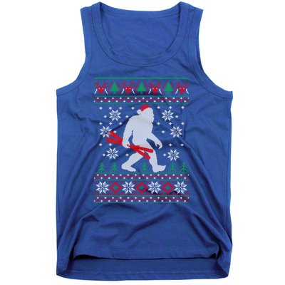 Skiing Bigfoot Wear Santa Hat Ugly Christmas For Skier Ski Funny Gift Tank Top