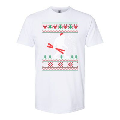 Skiing Bigfoot Wear Santa Hat Ugly Christmas For Skier Ski Funny Gift Softstyle CVC T-Shirt