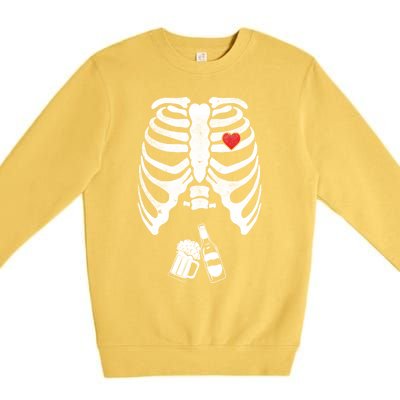 Skeleton Beer Xray Pregnancy Announcet Dad Cute Halloween Gift Premium Crewneck Sweatshirt