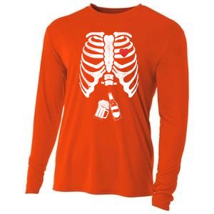 Skeleton Beer Xray Pregnancy Announcet Dad Cute Halloween Gift Cooling Performance Long Sleeve Crew