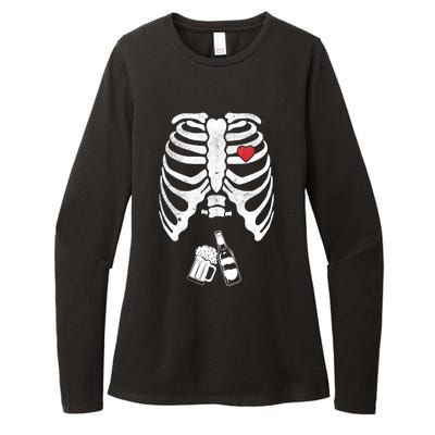 Skeleton Beer Xray Pregnancy Announcet Dad Cute Halloween Gift Womens CVC Long Sleeve Shirt