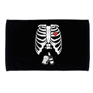 Skeleton Beer Xray Pregnancy Announcet Dad Cute Halloween Gift Microfiber Hand Towel