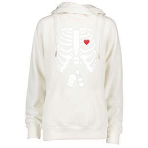 Skeleton Beer Xray Pregnancy Announcet Dad Cute Halloween Gift Womens Funnel Neck Pullover Hood