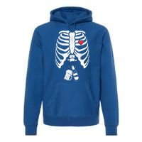 Skeleton Beer Xray Pregnancy Announcet Dad Cute Halloween Gift Premium Hoodie