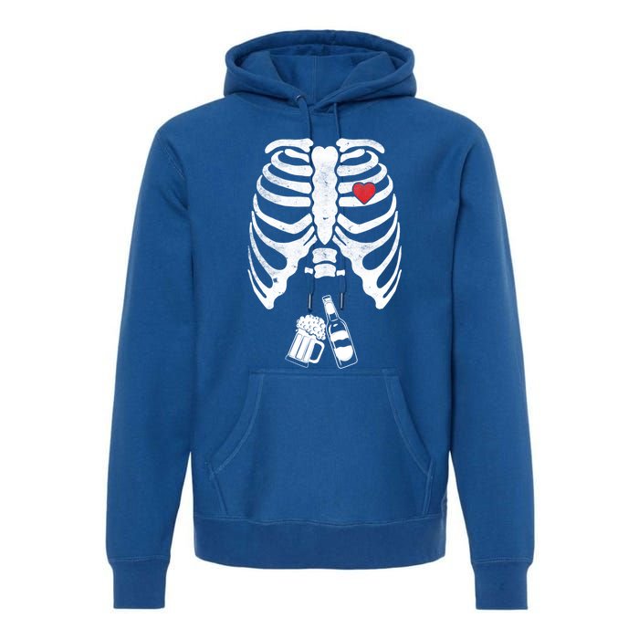 Skeleton Beer Xray Pregnancy Announcet Dad Cute Halloween Gift Premium Hoodie