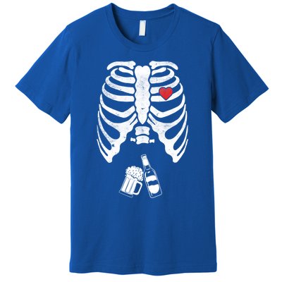 Skeleton Beer Xray Pregnancy Announcet Dad Cute Halloween Gift Premium T-Shirt