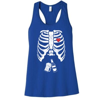 Skeleton Beer Xray Pregnancy Announcet Dad Cute Halloween Gift Women's Racerback Tank