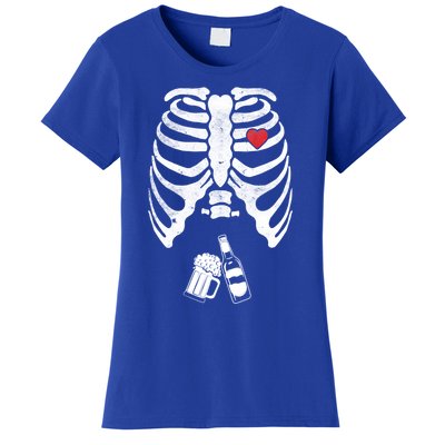 Skeleton Beer Xray Pregnancy Announcet Dad Cute Halloween Gift Women's T-Shirt