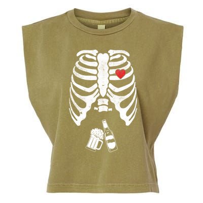 Skeleton Beer Xray Pregnancy Announcet Dad Cute Halloween Gift Garment-Dyed Women's Muscle Tee