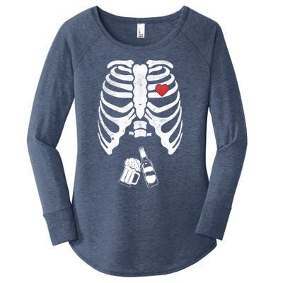 Skeleton Beer Xray Pregnancy Announcet Dad Cute Halloween Gift Women's Perfect Tri Tunic Long Sleeve Shirt