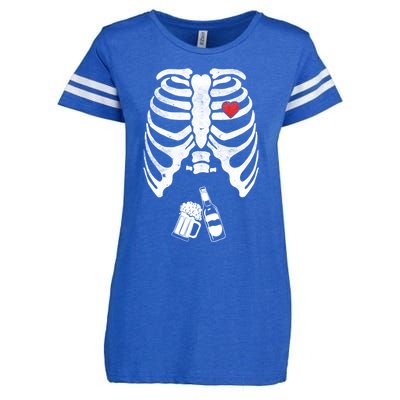 Skeleton Beer Xray Pregnancy Announcet Dad Cute Halloween Gift Enza Ladies Jersey Football T-Shirt