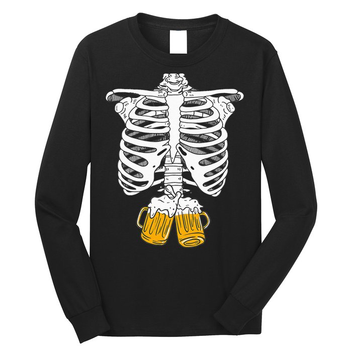 Skeleton Beer Xray Pregnancy Announcement Dad Long Sleeve Shirt