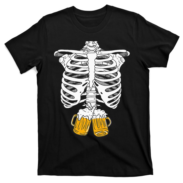 Skeleton Beer Xray Pregnancy Announcement Dad T-Shirt